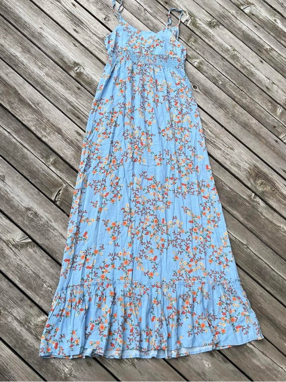 Velvet Torch Light Blue + Multi Floral Cutout Maxi Dress View 3